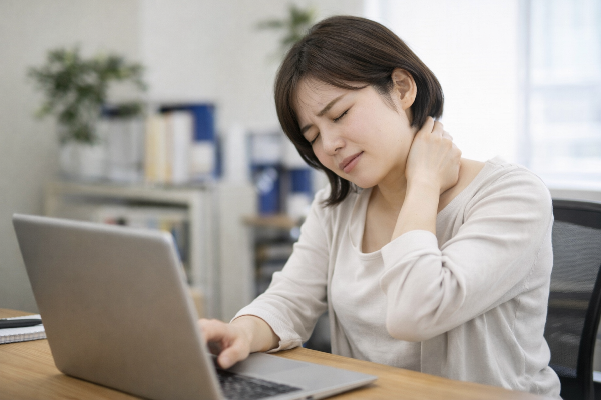 首の痛み症状改善事例①施術前