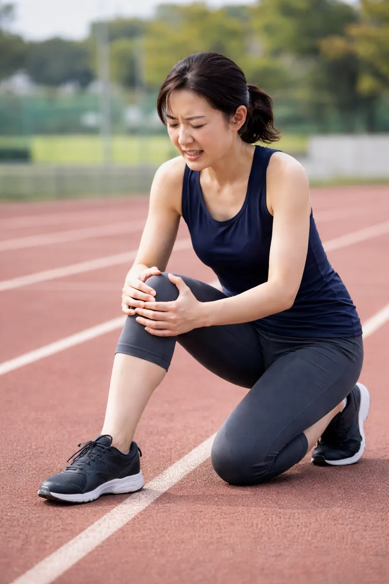 膝の痛みと片脚動作不安の施術前の様子