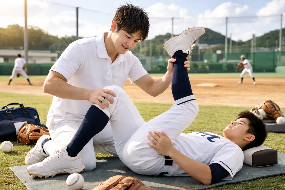 アスリートのコンディショニング施術風景